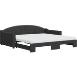  The Living Store Izvlečna dnevna postelja z vzmetnicami črna 100x200 cm blago - Izvlečna Dnevna Postelja, (21449892) | Shoptok.si