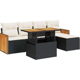vidaXL 6-dijelni set vrtnih sofa s jastucima crni od poliratana bagrem | shoptok.hr