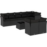  9-dijelni set vrtnih sofa s jastucima crni od poliratana | shoptok.hr