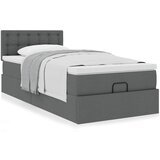 vidaXL Otomanski posteljni okvir z vzmetnico siv 100x200 cm blago | Shoptok.si