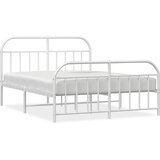The Living Store Kovinski posteljni okvir z vzglavjem in vznožjem bel 150x200 cm - Posteljni Okvir, (21503867) | Shoptok.si