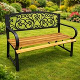  Vrtna klupa za park, terasu, metalna, drvena, za 2 osobe, 118 cm | shoptok.hr