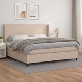  Box spring postelja z vzmetnico kapučino 200x200 cm um. usnje Cene