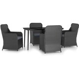  5-dijelni vrtni blagovaonski set s jastucima crni | shoptok.hr