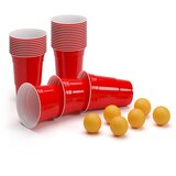 BeerCup Andrews, rdeči kozarci za pivo, 473 ml (16 oz), robustni, vključno z žogicami in pravili Cene