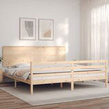 vidaXL Posteljni okvir z vzglavjem 200x200 cm trden les | Shoptok.si