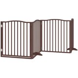  Vrata za pse s vratašcima 6 panela sklopiva 480 cm drvo topole Smeđa 80 x 90 x 2 cm | shoptok.hr