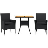  The Living Store Vrtna jedilna garnitura 3-delna z blazinami črn poli ratan - Vrtna Jedilna Garnitura, (21451720) | Shoptok.si