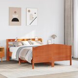 vidaXL Posteljni okvir brez vzmetnice voščeno rjav 135x190 cm borovina | Shoptok.si