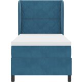 Box Spring Krevet s Madracem Tamnoplavi 90x190 cm Baršun | shoptok.hr