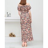 Resti Long navy blue women's dress with coral flowers - Clothing | Shoptok.si