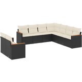 Maison Chic Seti vrtnega pohištva - Vrtna garnitura - Vrtni pohištvo set 9-delna z blazinami črn poli ratan, (21800988) | Shoptok.si