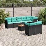  9-dijelni set vrtnih sofa od poliratana s jastucima crni | shoptok.hr