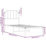 Metalni okvir za krevet s uzglavljem bijeli 75x190 cm | shoptok.hr