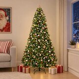  Umjetno božićno drvce zeleno s kuglicama 240 cm 300 LED lampica - Zelena sa zaleđenim vrhovima Ø 120 x 240 cm s 300 LED žarulja | shoptok.hr