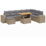  9-dijelni set vrtnih sofa s jastucima bež od poliratana Slike