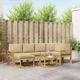  Set vanjskih sofa 7 kom. Bijela i bež Čvrsto drvo akacije | shoptok.hr