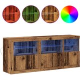  Stranski bife z LED svetili Stari les 162x37x67 cm Izdelan les | Shoptok.si