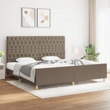 The Living Store Posteljni okvir z vzglavjem taupe 200x200 cm blago - Posteljni Okvir Z Vzglavjem, (21503766) Cene