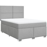  Krevet box spring s madracem svjetlosivi 140x200 cm od tkanine Slike