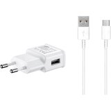 Samsung stenski polnilec z enim USB-A vhodom 15W in priloženim USB-A v USB-C kablom bele barve EP-TA200EWE + EP-DG970BWE (OEM pakiranje) Cene