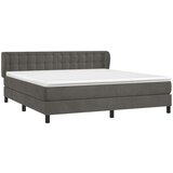  Box spring postelja z vzmetnico temno siva 160x200 cm žamet, (20790340) | Shoptok.si