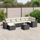 Maison Chic Seti vrtnega pohištva - Vrtna garnitura - Vrtni pohištvo set 8-delna z blazinami črn poli ratan, (21798774) | Shoptok.si