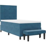 Box Spring krevet s madracem i klupicom tamnoplave boje 100x200 cm od baršuna | shoptok.hr