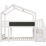 Möbrio Cabane 90x200 cm pograd iz masivnega lesa z lestvijo za shranjevanje (2 predala) - bela, (22060454) u