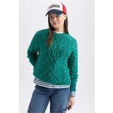 Defacto Crew Neck Green Sweater Cene