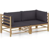 The Living Store Vrtna sedežna garnitura 2-delna temno sive blazine bambus - Vrtna Počivalna Garnitura, (21477861) | Shoptok.si