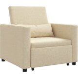  3-u-1 Singl Sofa Krevet Pretvarač Krem Tkanina | shoptok.hr