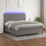  Box spring postelja z vzmetnico LED temno siva 160x200 cm blago, (20789666) Cene