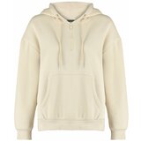 Trendyol Stone Thick Fleece Interior Hood and Zipper Basic Oversized Knitted Sweatshirt cene