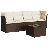  5-dijelni set vrtnih sofa s jastucima poliratan smeđi | shoptok.hr