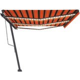 vidaXL Avtomatska tenda LED + senzor 600x300 cm oranžna/rjava | Shoptok.si