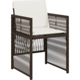  Vrtna garnitura - 5-dijelni vrtni blagovaonski set s jastučićima Smeđe poli ratan | shoptok.hr