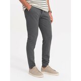 Ombre Men's knitted pants with elastic waistband - dark grey Cene