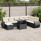  9-dijelni set vrtnih sofa s jastucima crni od poliratana Cijene