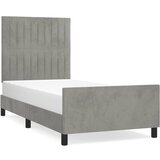 The Living Store Posteljni okvir z vzglavjem svetlo siv 90x200 cm žamet - Posteljni Okvir Z Vzglavjem, (21492423) | Shoptok.si