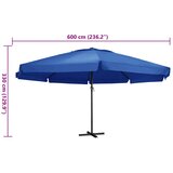  Vrtni suncobran s aluminijskim stupom 600 cm azurnoplavi | shoptok.hr