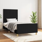 Maison Chic Posteljni okvir - Enojna postelja - Postelja za odrasle brez vzmetnice črn 100x200 cm blago-J7114, (21764806) | Shoptok.si