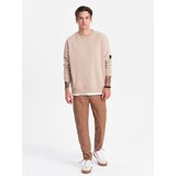 Ombre Men's pants with cargo pockets and leg hem - light brown | Shoptok.si