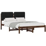  Krevetni okvir s tapiciranim uzglavljem Tamno smeđa i crna - tamno smeđa i crna 140 x 200 cm | shoptok.hr