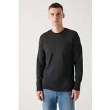 Avva Men's Anthracite Crew Neck Wool Standard Fit Regular Cut Sweater Cene