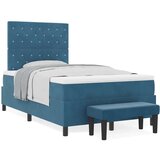 Box Postelja z vzmetnico z vzmetnico Temno modra 120 x 200 cm Žamet, (5000127516) | Shoptok.si