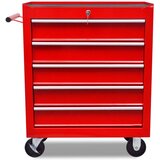 Crvena Rdeč delavniški voziček za shranjevanje orodja s 5 predali | Shoptok.si