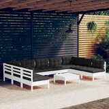  Vrtna sedežna garnitura 10-delna z blazinami bela borovina, (20760816) | Shoptok.si