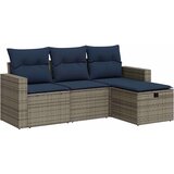 vidaXL Vrtna garnitura - 4-dijelni set vrtnih sofa od poliratana s jastucima sivi - Siva sa spremištem 1 | shoptok.hr