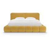 Micadoni Gorčično rumena oblazinjena zakonska postelja s prostorom za shranjevanje z letvenim dnom 160x200 cm Solange – | Shoptok.si